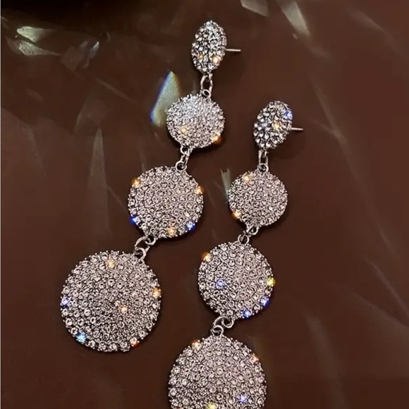 WOMAN’S RHINESTONE EARRINGS STERLING SILVER - Picture 4 of 8